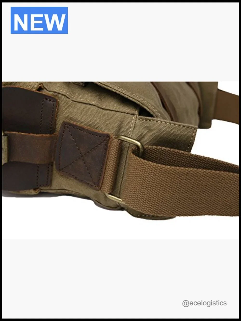 Vintage Military Canvas Leather Laptop Messenger Bag 17 Inch